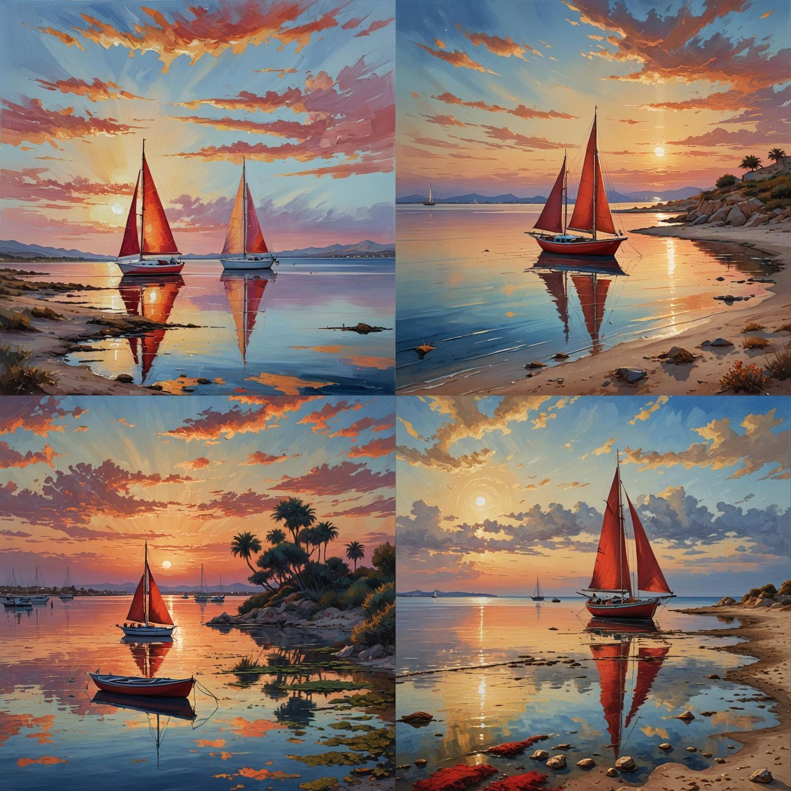 Sunset on Mar Menor with Red Boat