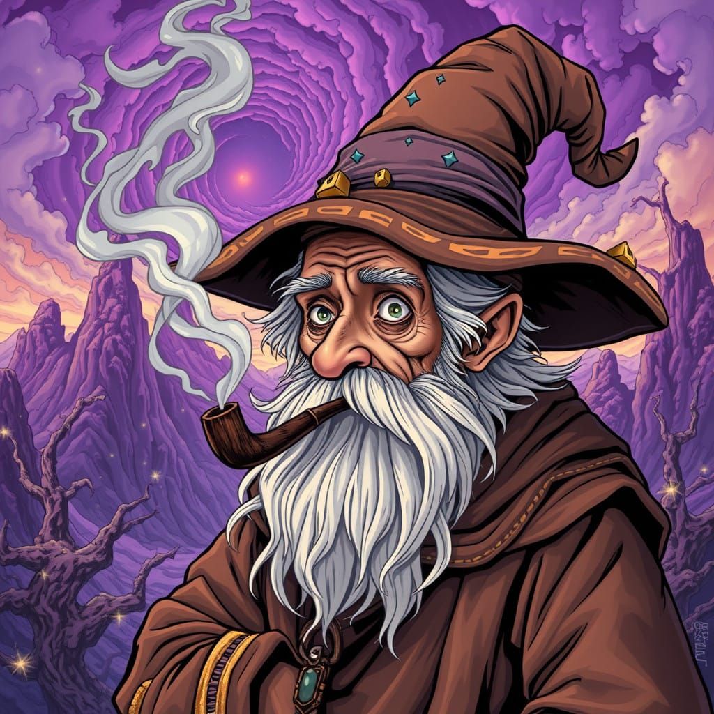 Surreal Wizard in Whimsical Rankin Bass Style