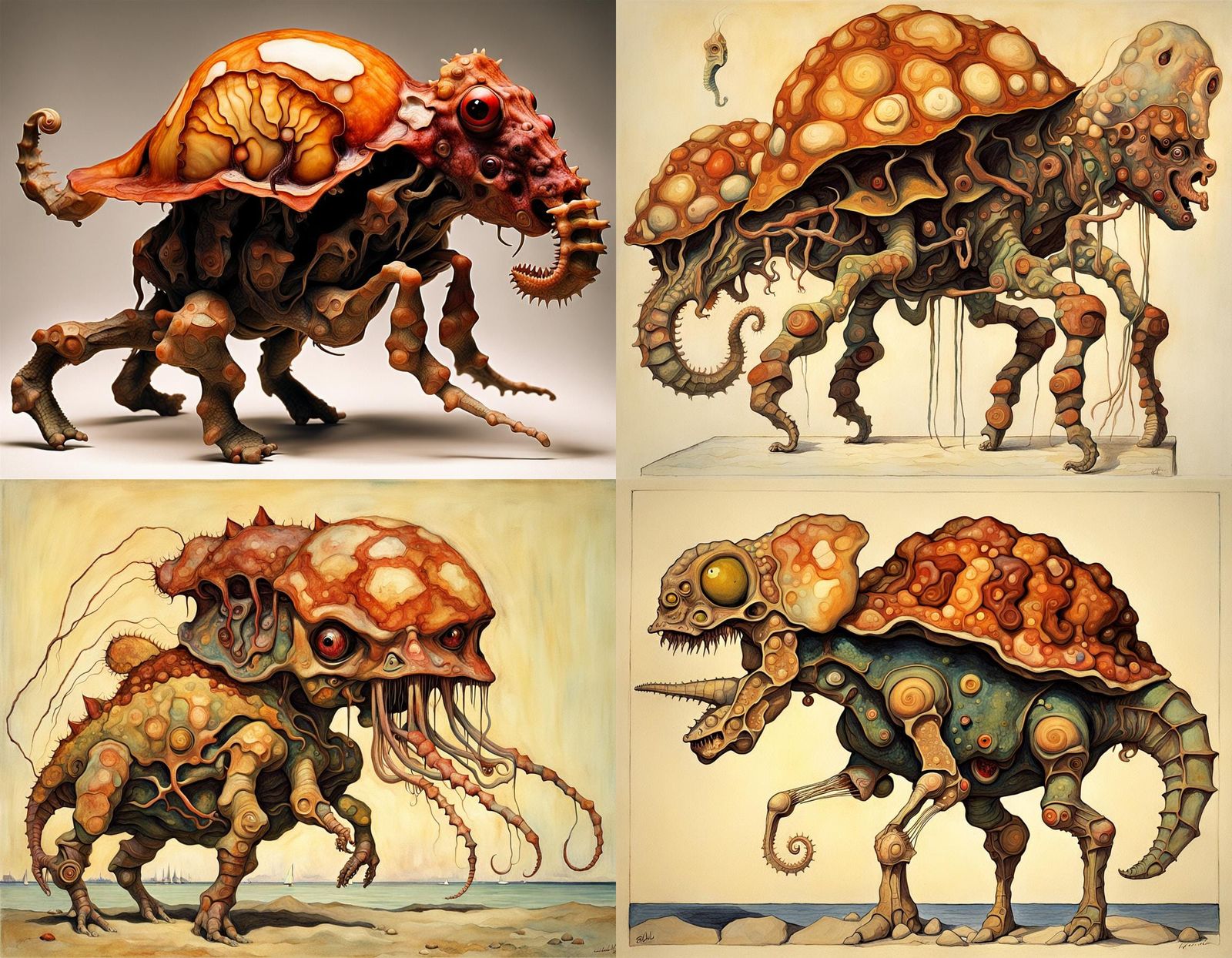 Horrific Mutant Hybrid Creature in Expressionist Style