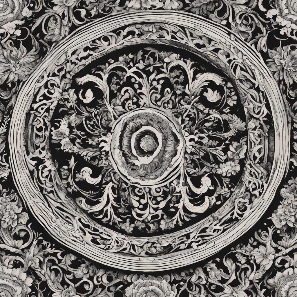 Psychedelic Bonsai Vessel in Tribal Tattoo Style