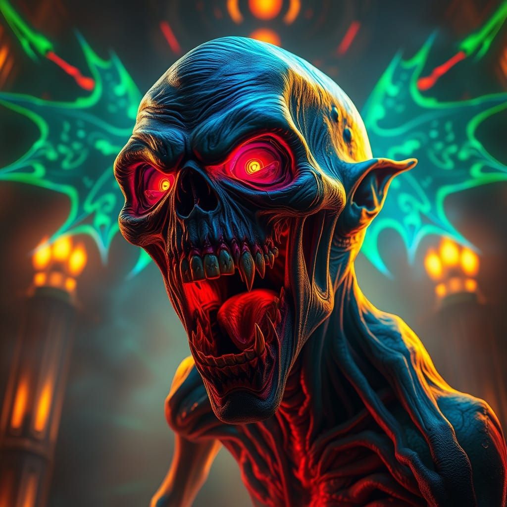 Surreal Neon Ghoul Unleashes Cosmic Scream in a Fantastical,...