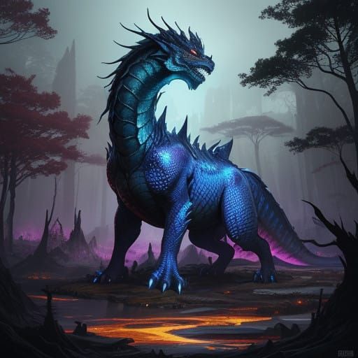 Epic Dragon Rises from Ancient Forest in Comic Book Style