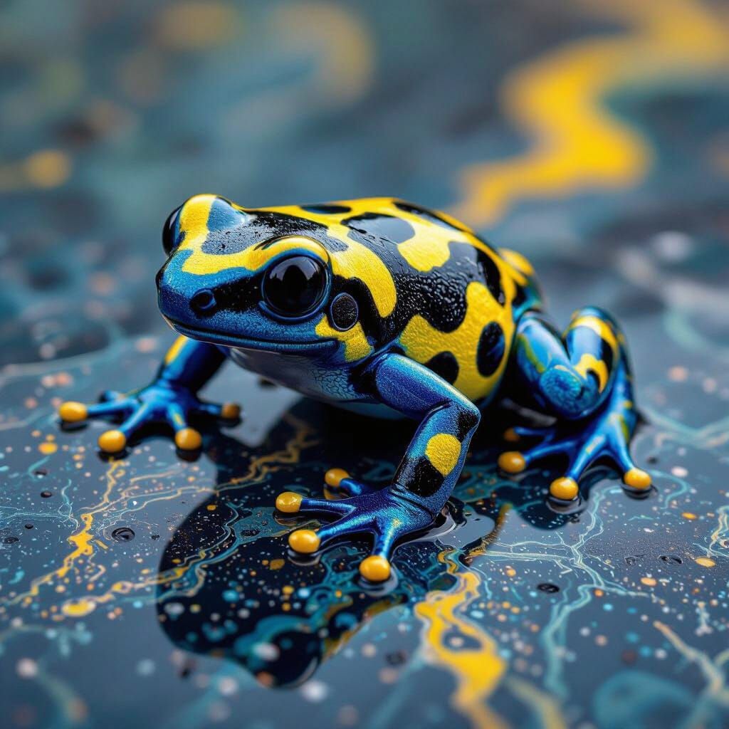 Poison Dart Frog Pattern Liquid Marble Art