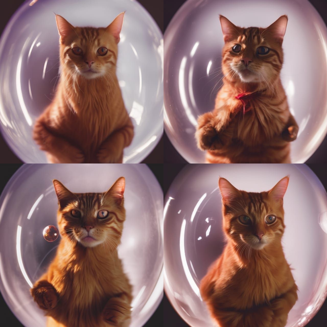 Ginger Tabby Cat in Floating Bubble