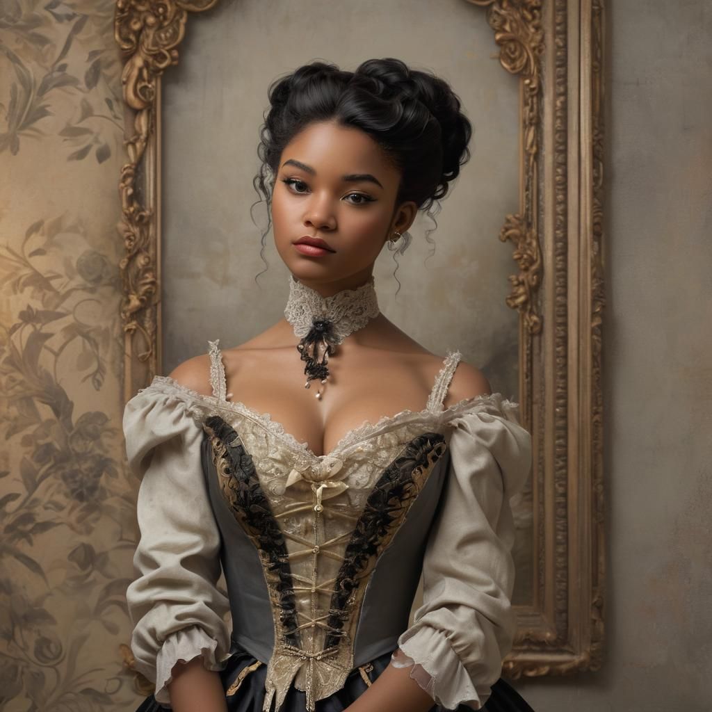 Sultry Victorian Femme Fatale in Moody, Hyperrealistic Digit...