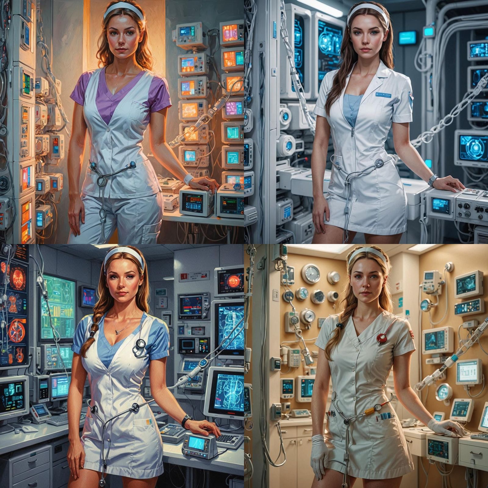 Nurse Amidst Medical Device Wall