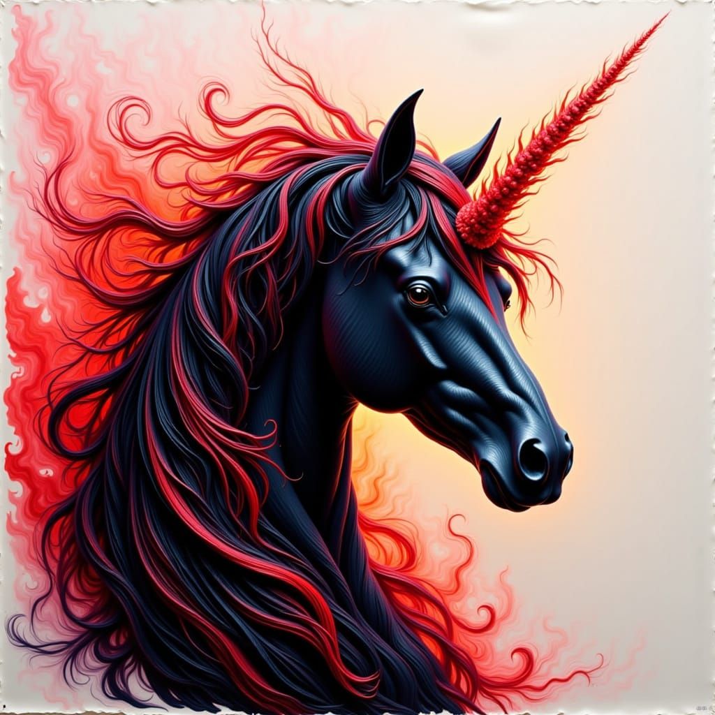 Stylized Unicorn Horn in Vibrant Impasto Style