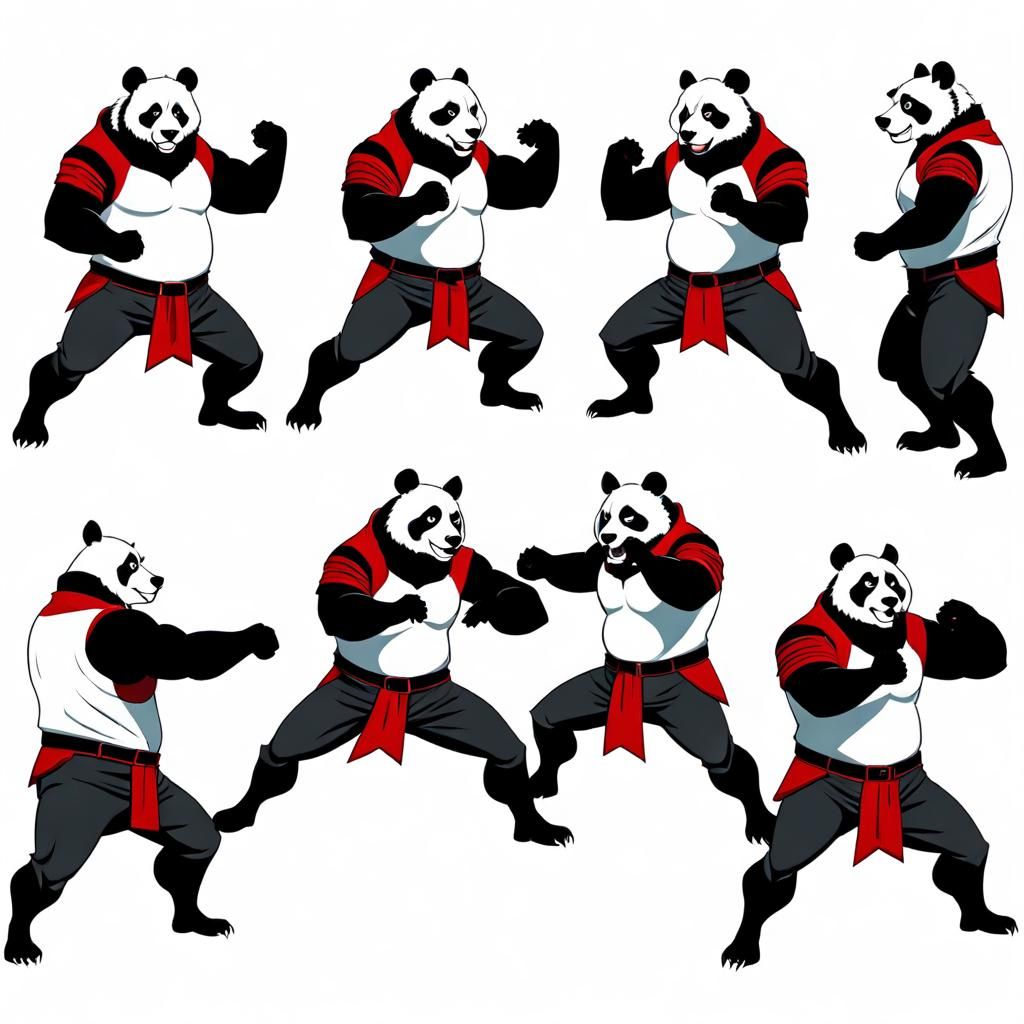 Chubby Panda-Hyena Fighting Animation Sheet