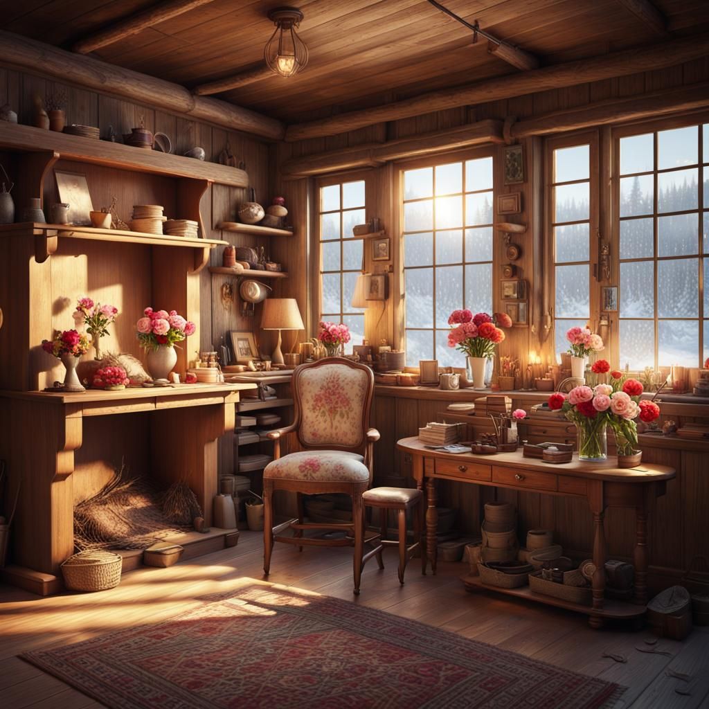 Inviting Dressmaker's Shop in Solarpunk Style