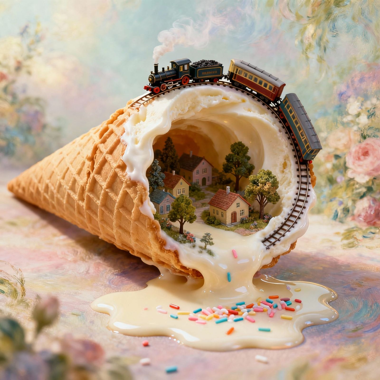 Miniature World Inside Ice Cream Cone