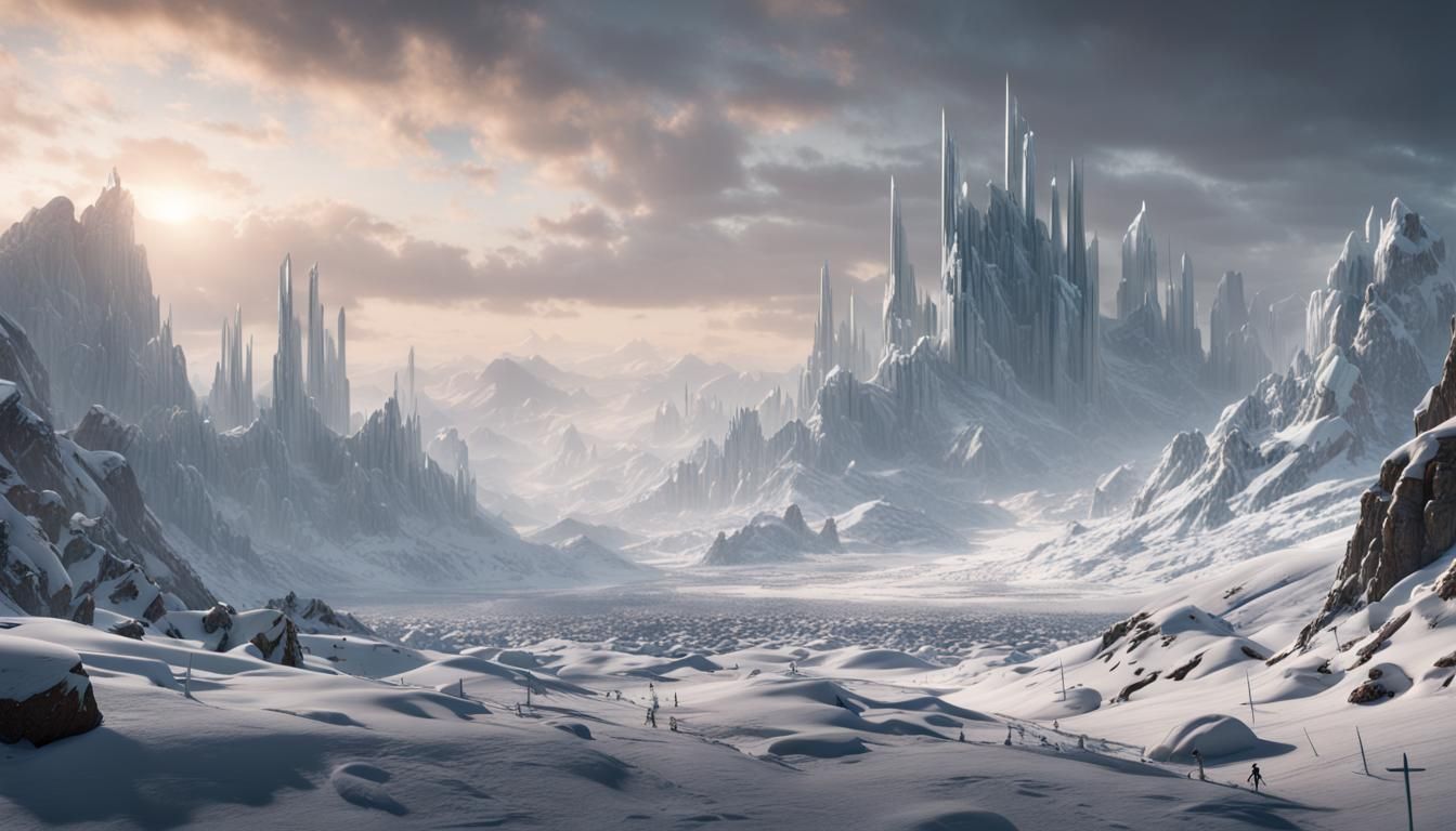 Frozen Wasteland Field of Swords: Digital Matte Painting