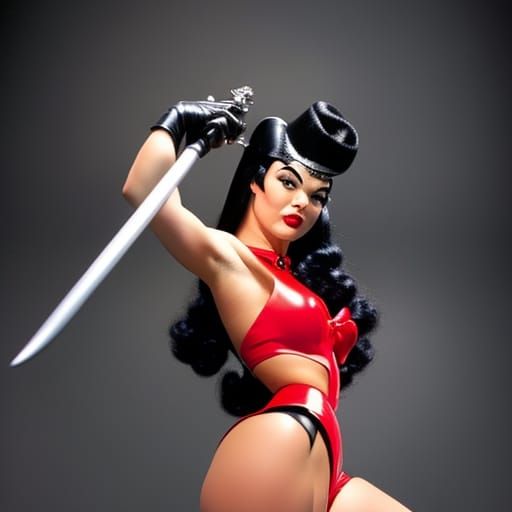 Heavy Metal Pin-Up Portrait in Classic Style