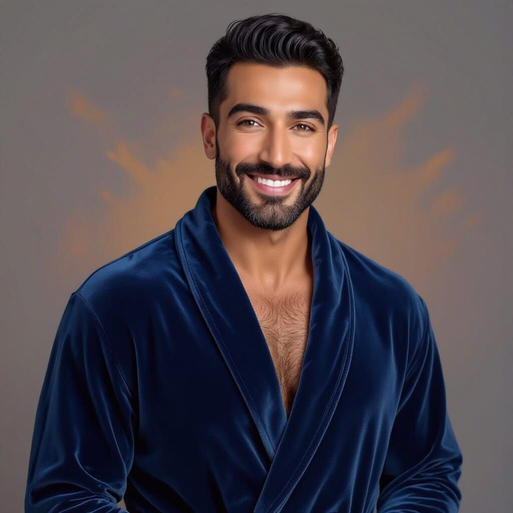 Handsome Turkish-Arab Man in Sunrise Abstract Art