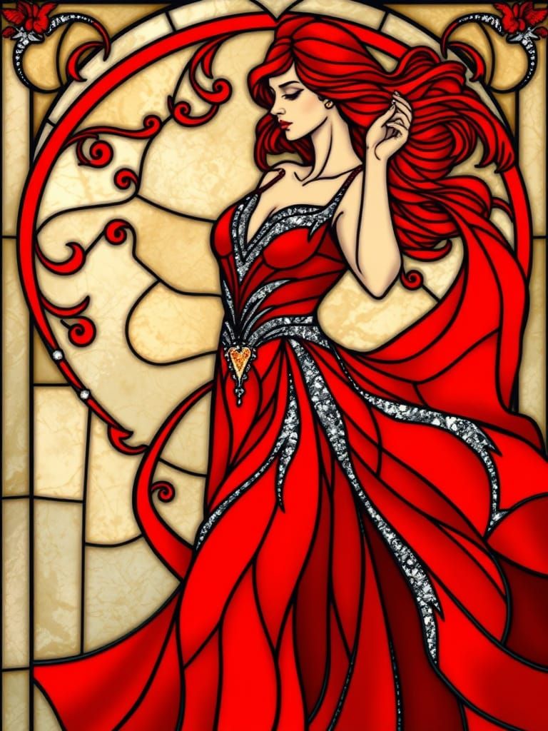 Art Nouveau Stained Glass Ballroom Dress