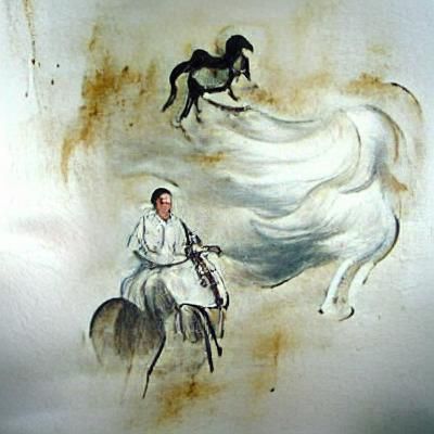 Elegant White Horse in Grassy Field