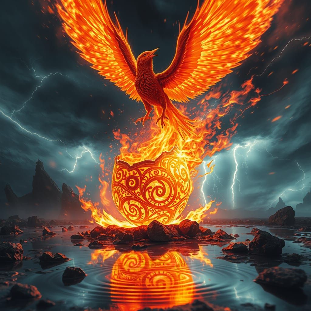 Ethereal Phoenix Rises in Cosmic Firestorm