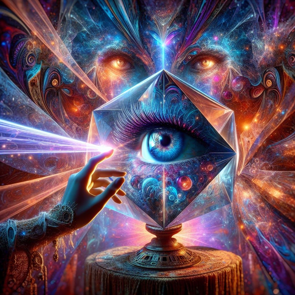 Surreal Cosmic Fortune Teller in Psychedelic Style