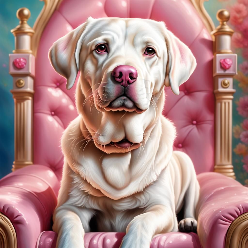 Labrador Princess on Throne: Hyperrealistic Splash Art