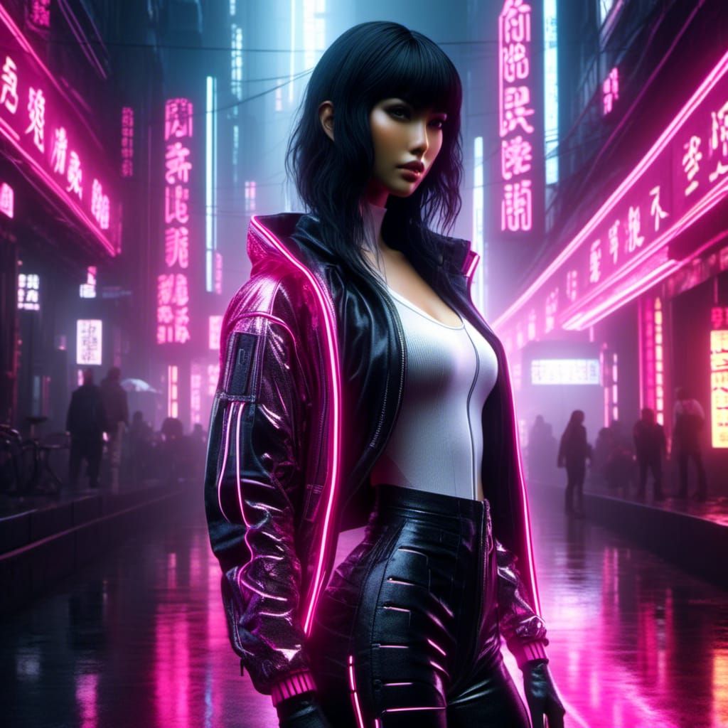 Dystopian Japan Portrait in Blade Runner Style