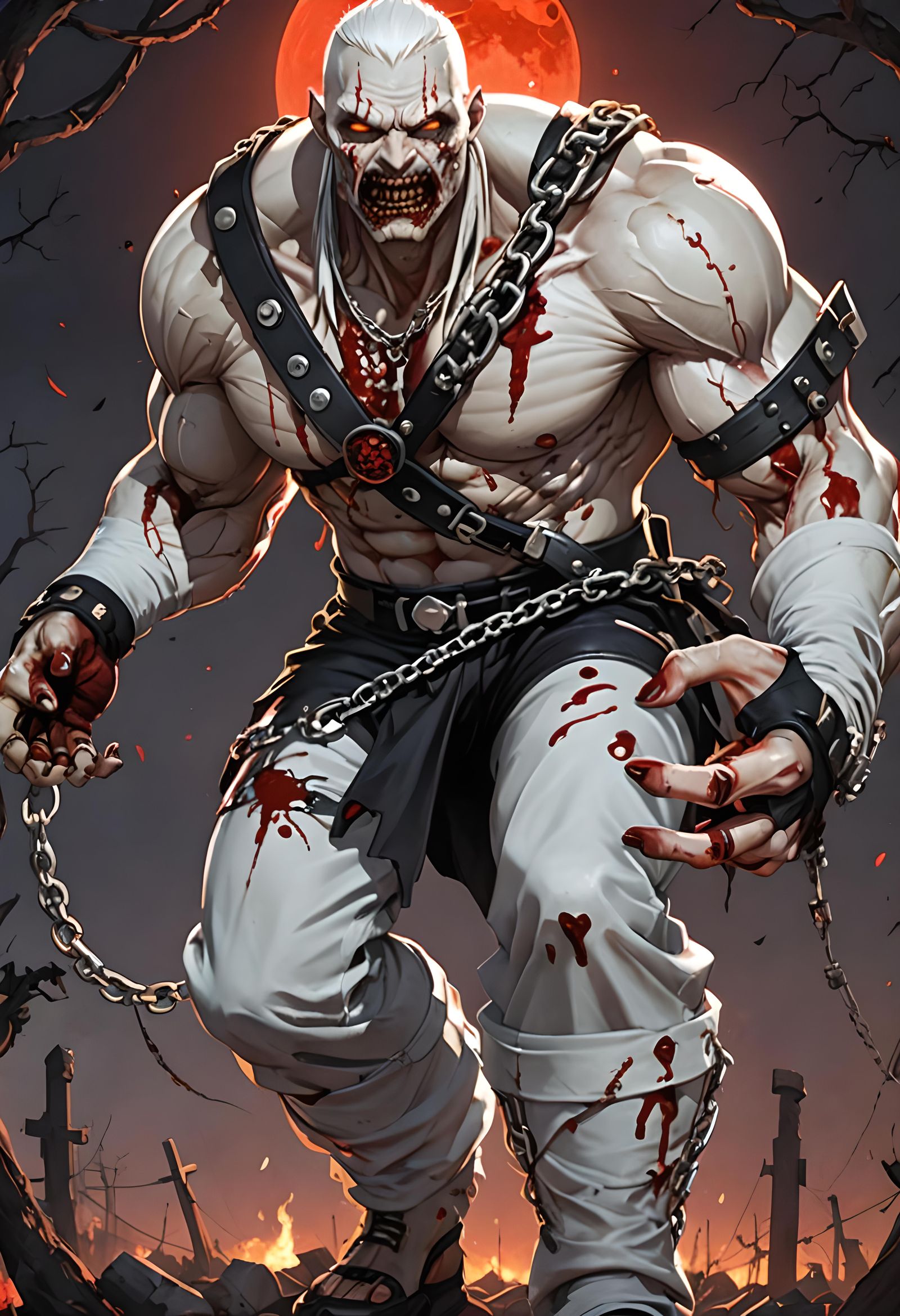 Zombie Brute in Graveyard: 3D Anime Art