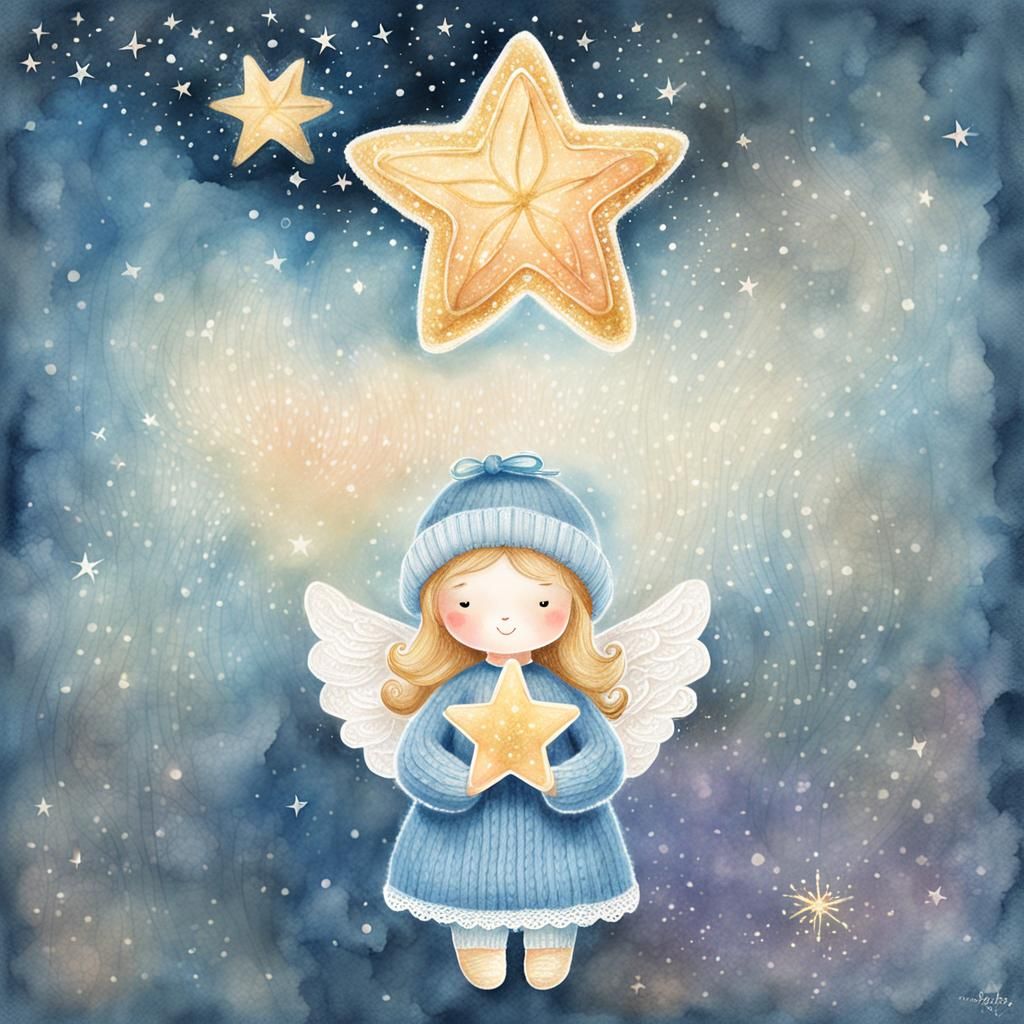 Whimsical Little Angel in Pastel Watercolor Style
