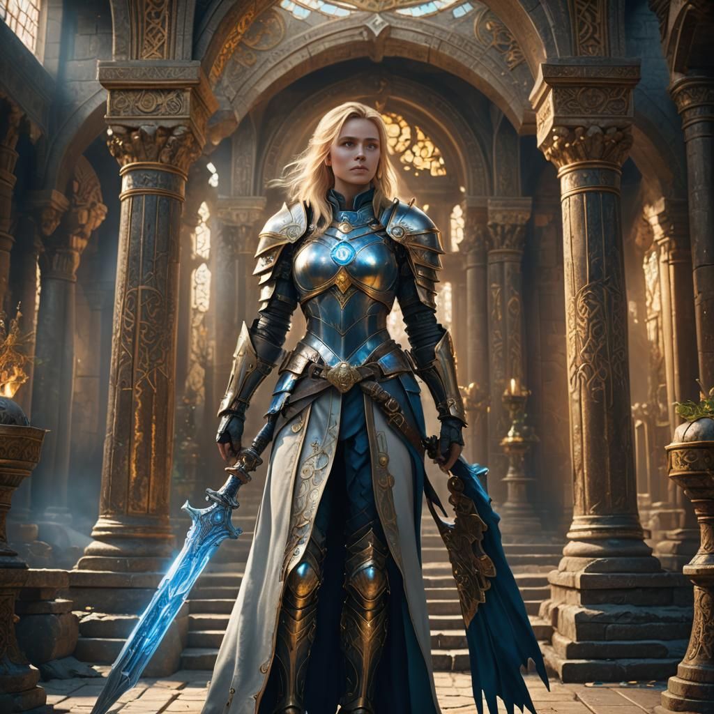 Mystical Temple: Female Cleric Portrait in Digital Painting