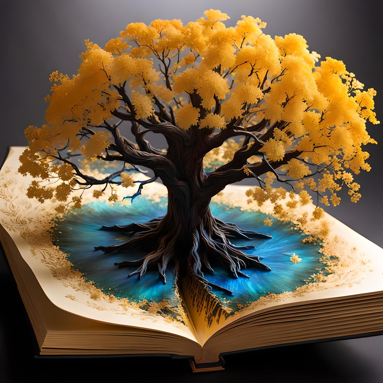 Tree of Life Pop-Up Book in Watercolor Style