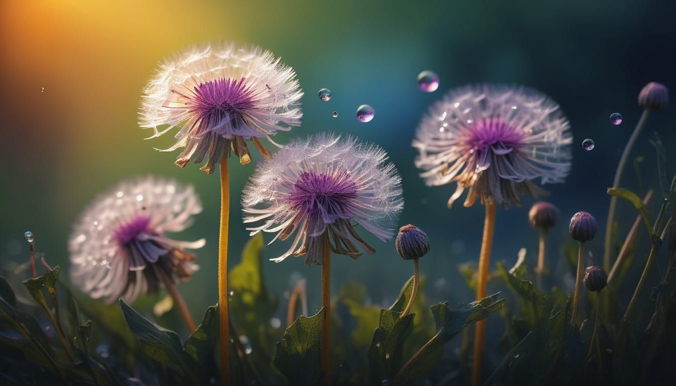 Vibrant Yellow Dandelions in Soft Golden Light