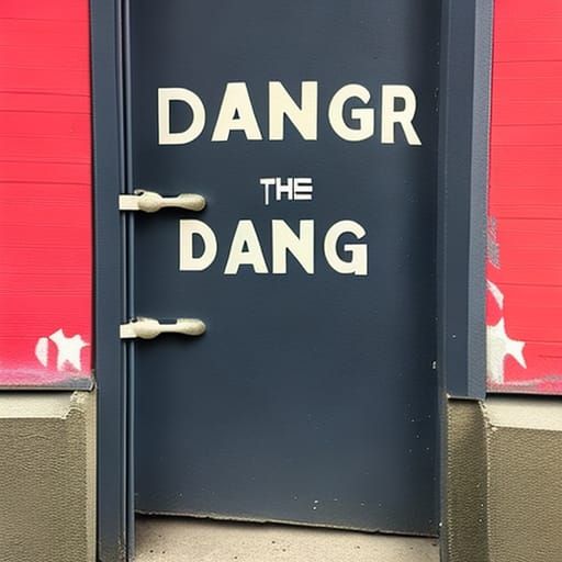 Danger Sign Spray Painted on Old Door