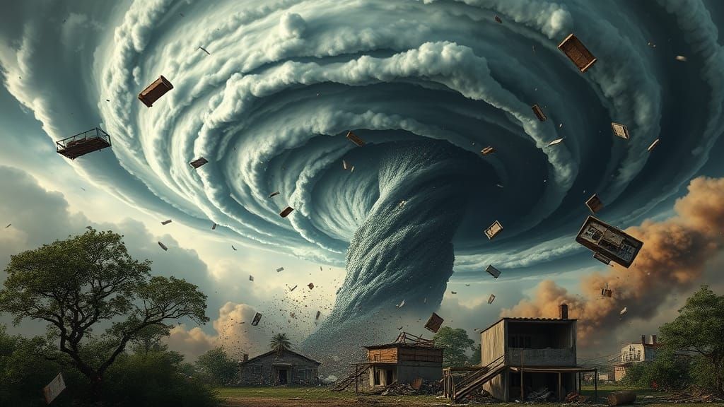 Hyper-Realistic Cyclone in Surrealist Style