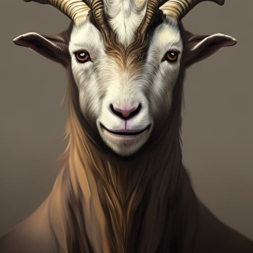 Goat King Portrait in Hyperdetailed Digital Art