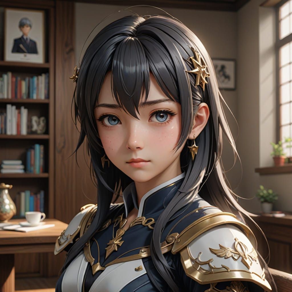 Friendly Doctor Examines Happy Patient in Anime-Inspired Bla...