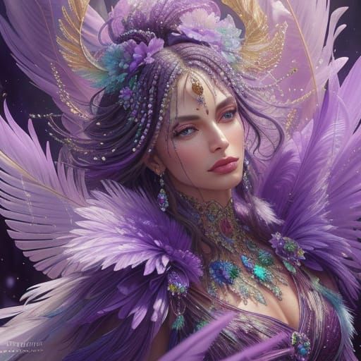 Gems and Flowers in Vibrant Oil Painting Style