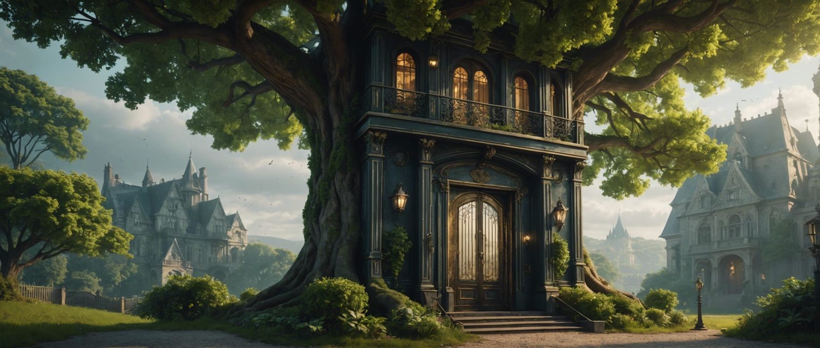 Epic Underground Tree Mansion with Elevator