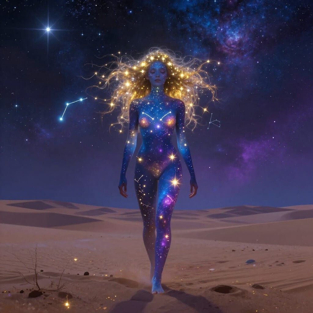 Starchild Wanderer Across Cosmic Desert
