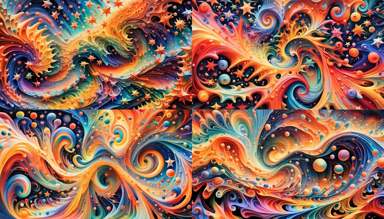 Iridescent Stars in Aboriginal Impasto Painting Style