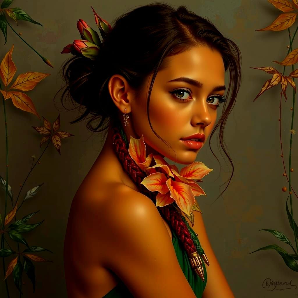 Vibrant Botanical Tapestry with Jagged Edges