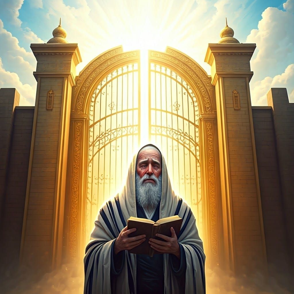 Ethereal Golden Gate Radiating Light and Serenity