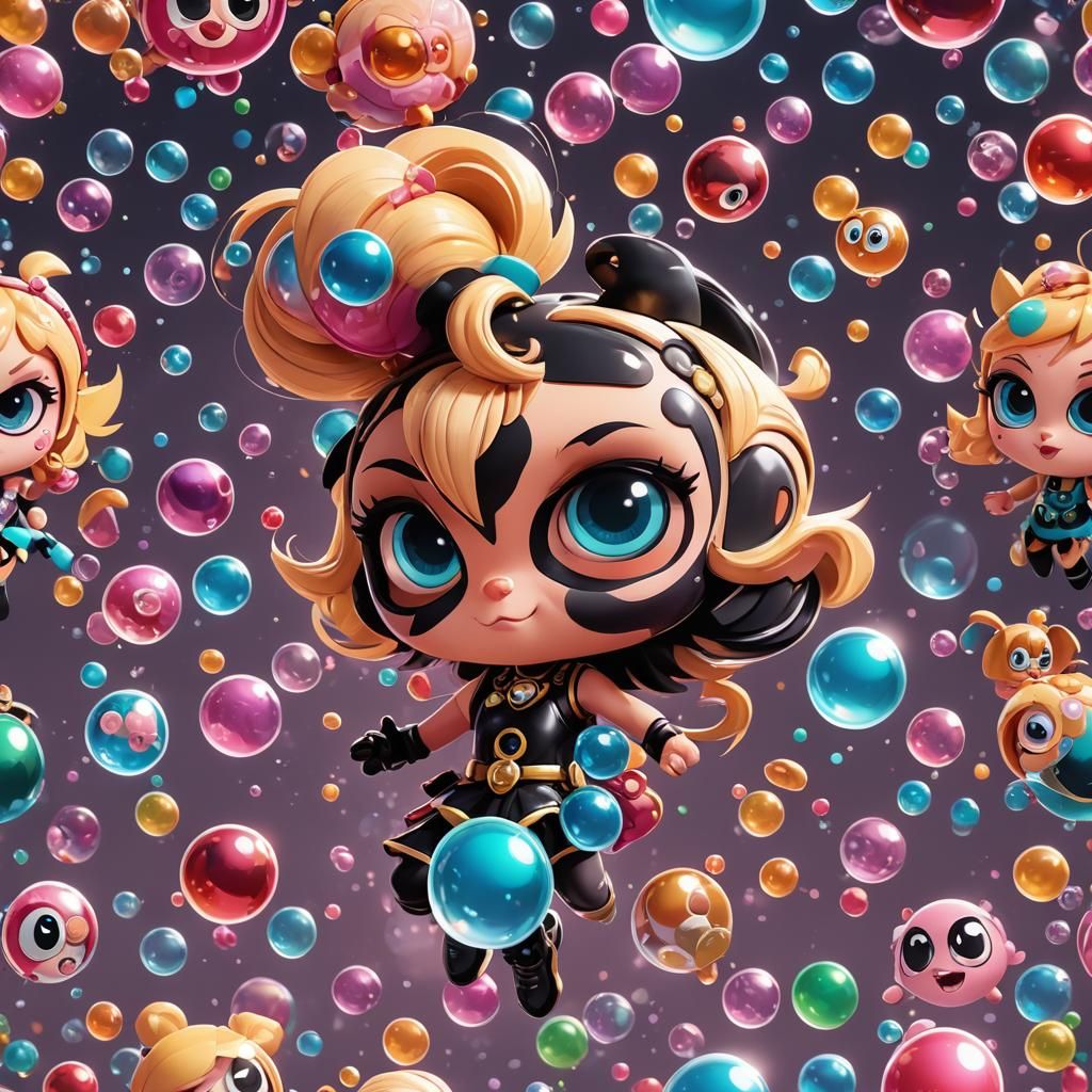 Bubbles in Cute Chibi Style: Digital Art