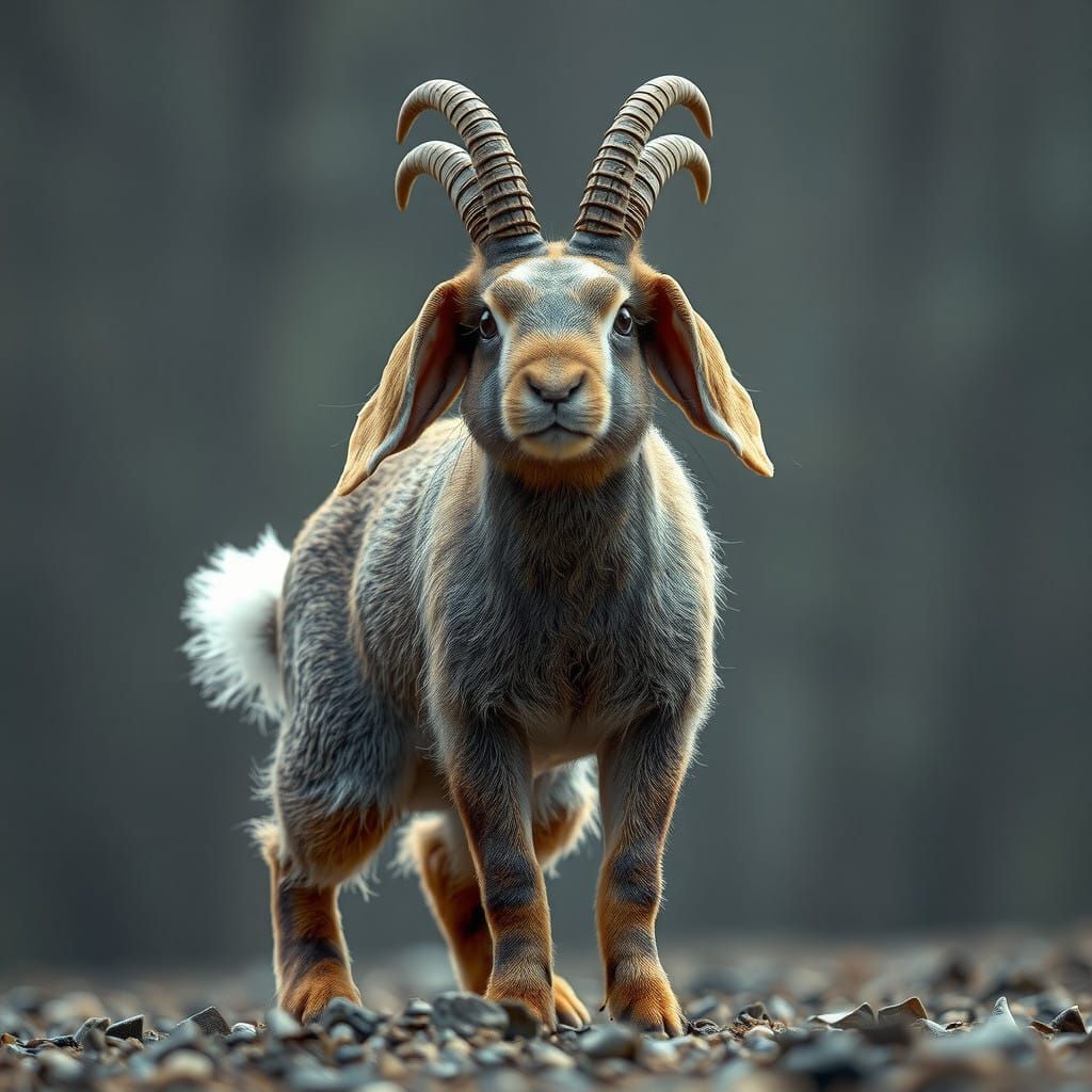 Regal Hybrid Rabbit-Goat, Majestic Creature in Cinematic Gra...