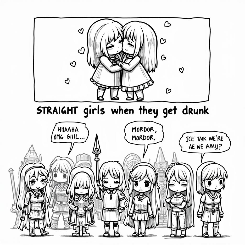 Humorous Comic Strip: Drunk Girls vs. Fantasy Lesbians