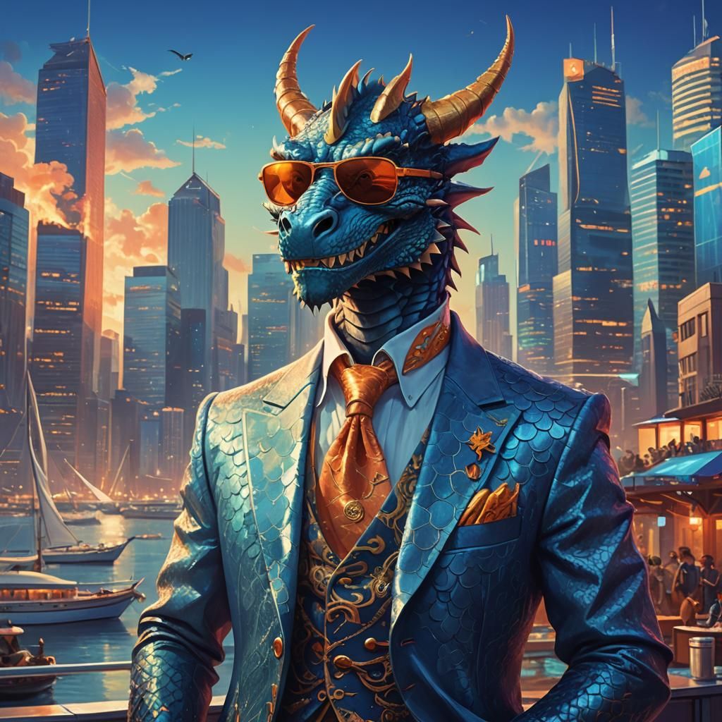 Dragon Pirate Boss in Cityscape: Matte Painting
