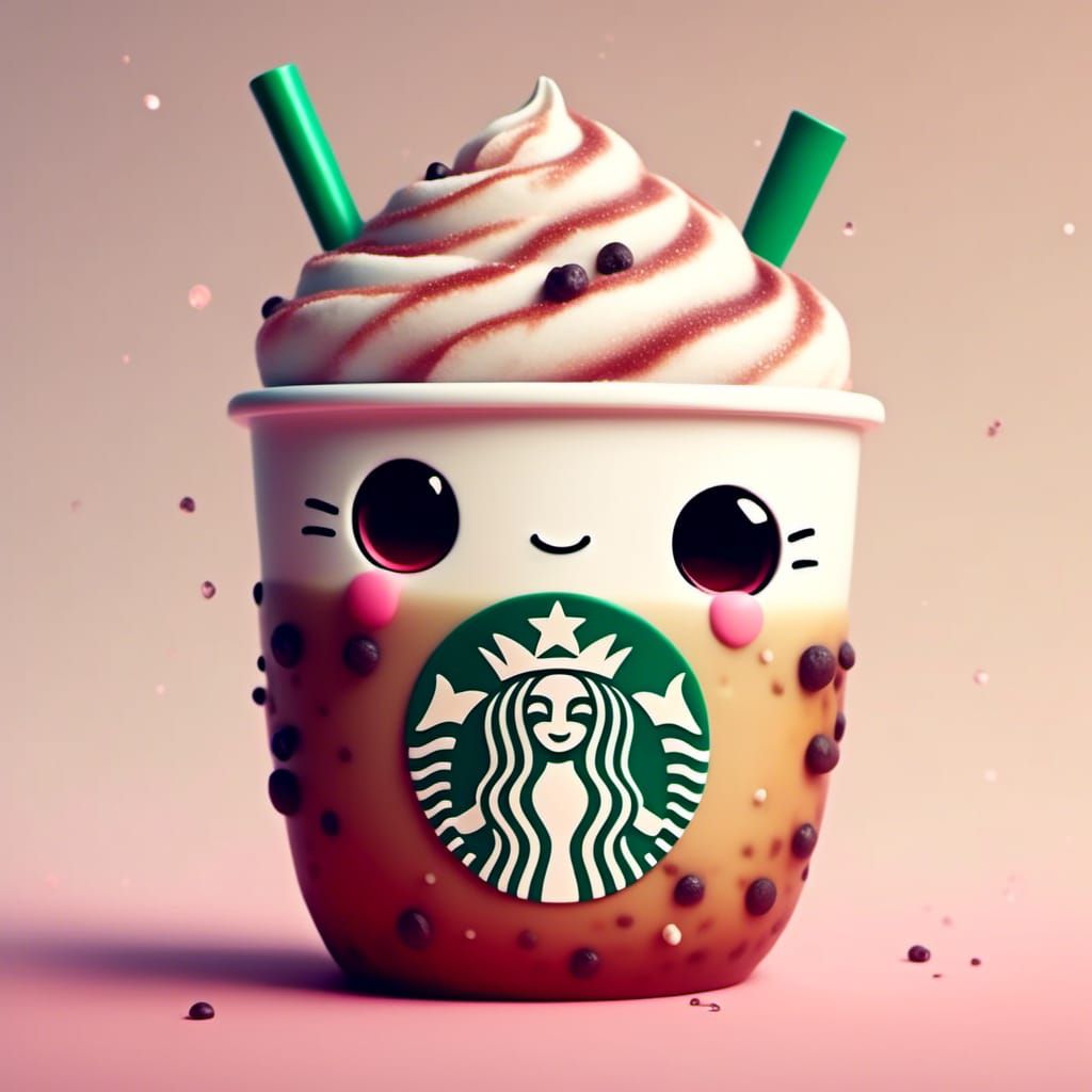Adorable Anthropomorphic Starbucks Cup, Photorealistic Style