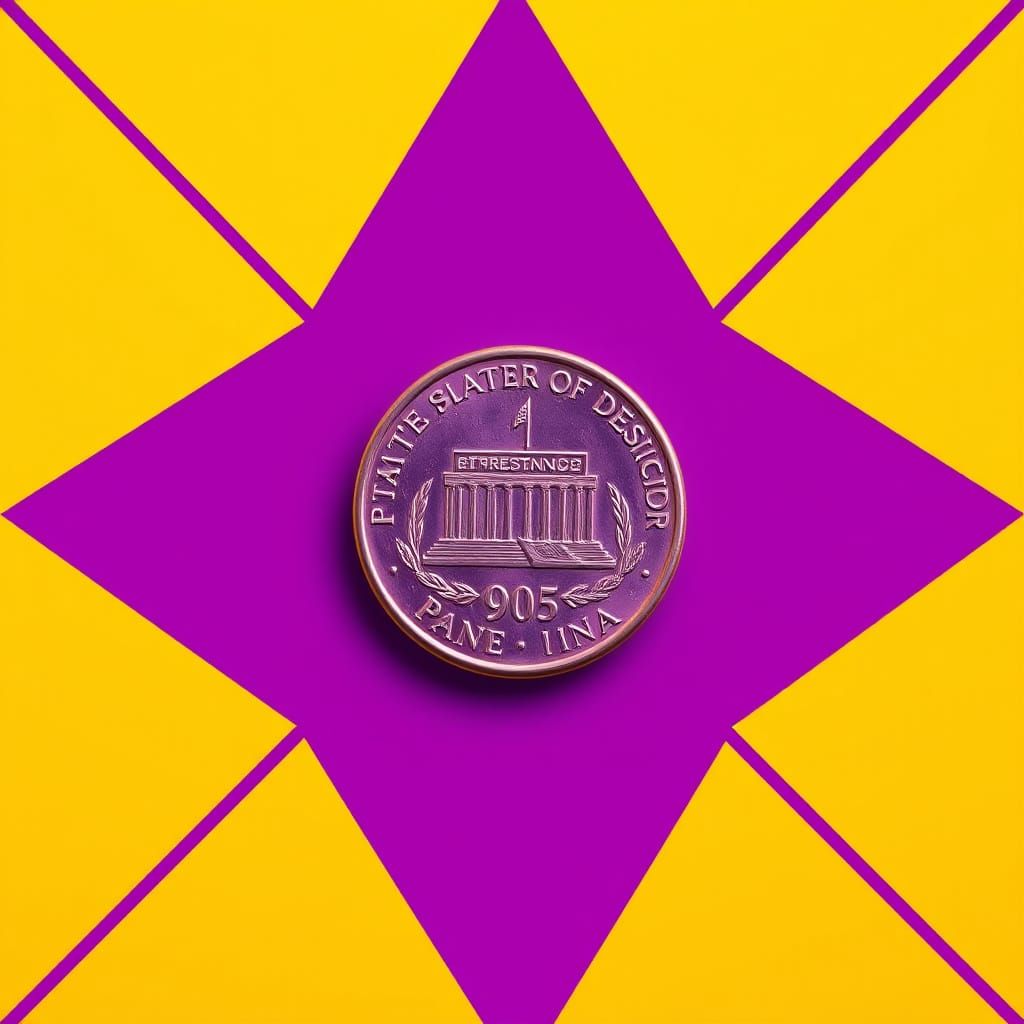 Purple Penny in Bauhaus Pop Art Style