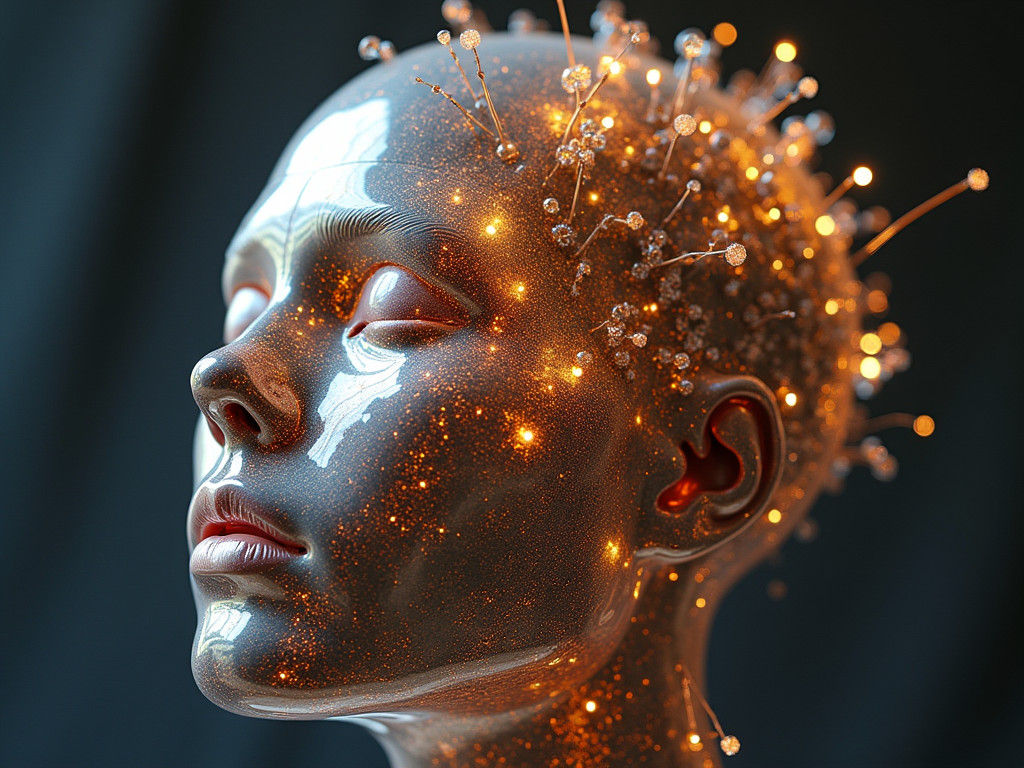 Molten Glass AI Sculpture with Alchemical Dataflow