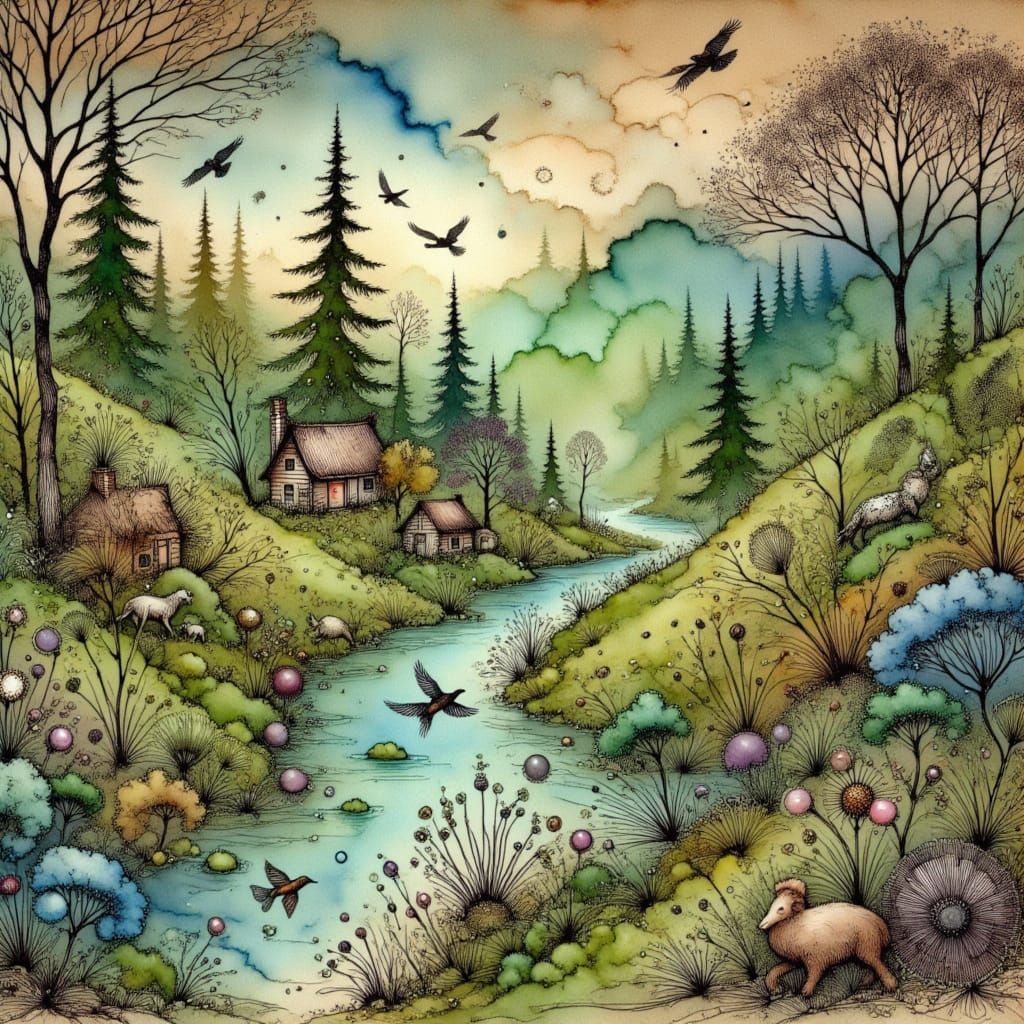 Miniature World Inside Vintage Envelope