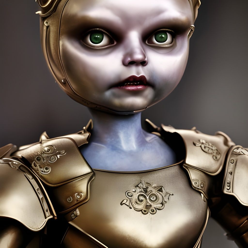 Creepy Demonic Tin Toy Portrait in Armor