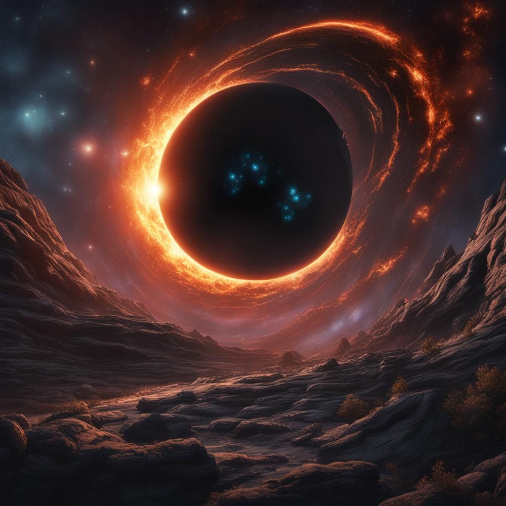 Black Hole Consumes Star: Detailed Matte Painting