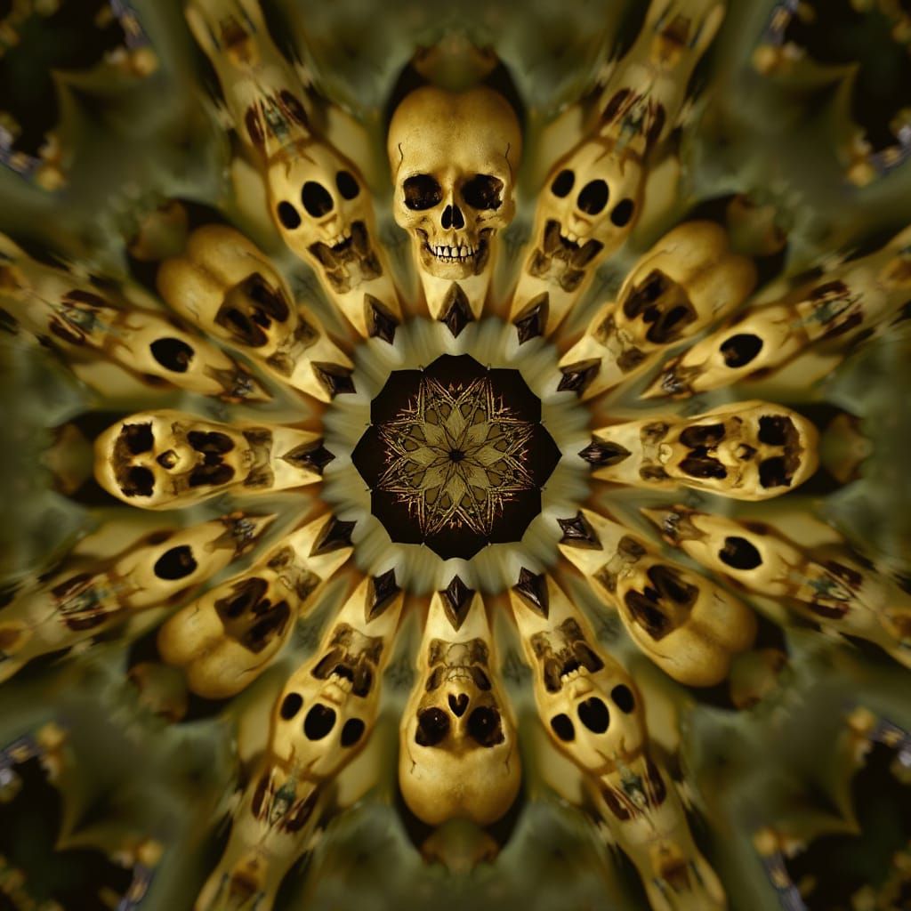 Zombie Head Kaleidoscope Abstract Art