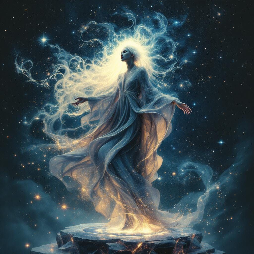 Ethereal Being in Art Nouveau Surrealism